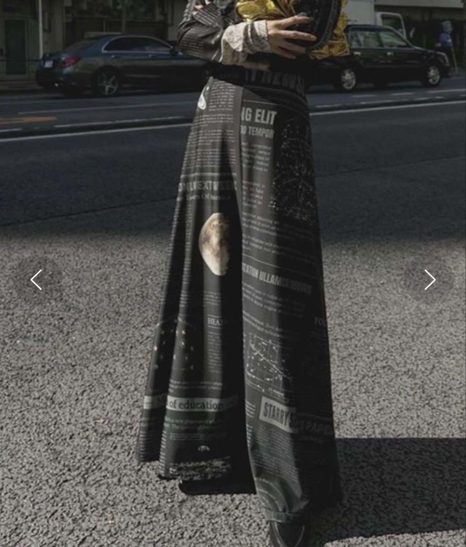 スカート Ameri UND SPACE NEWSPAPER PRINT SKIRT