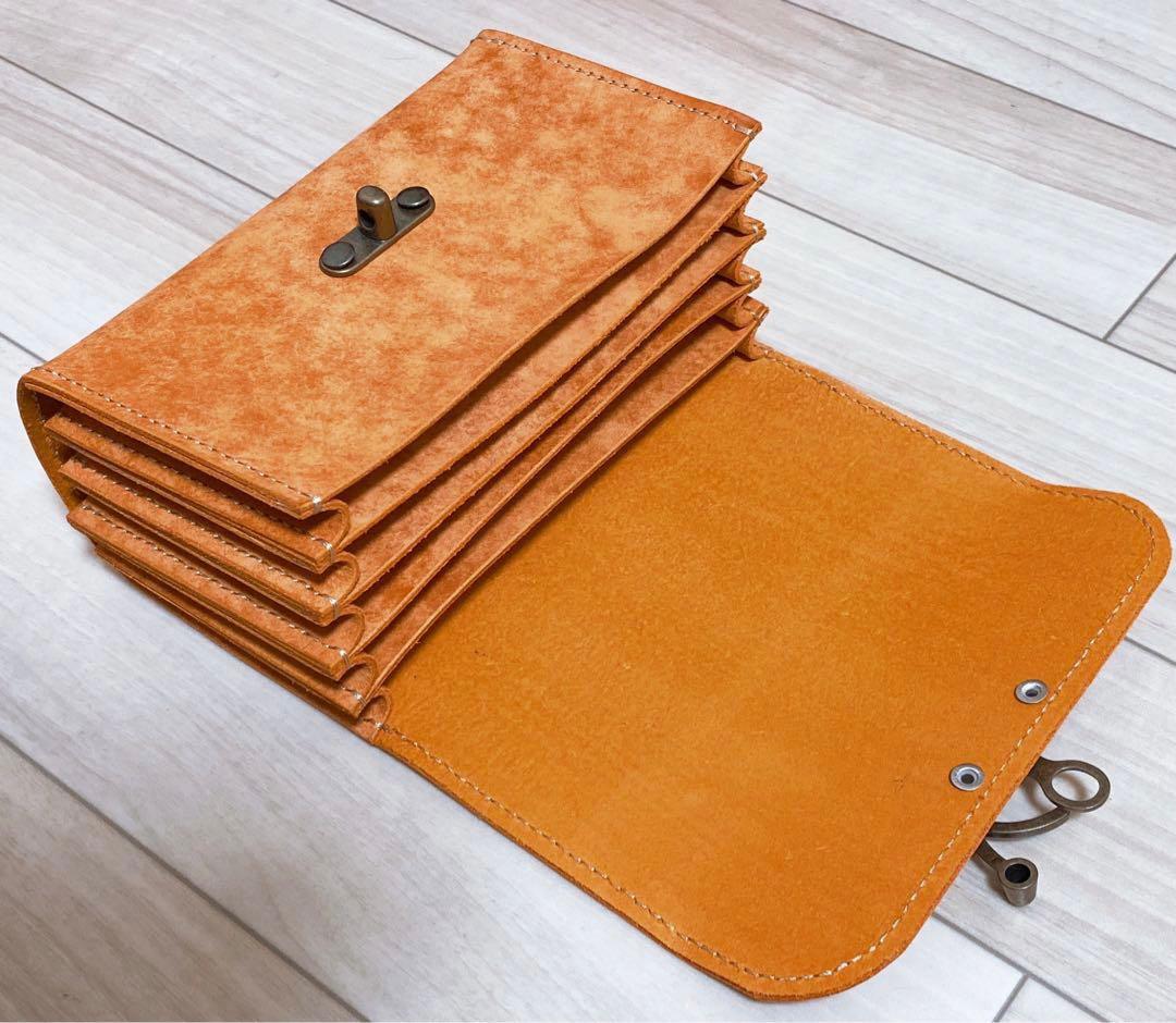 イタリアマヤレザー レザーポーチ 蛇腹ポーチ コラージュ収納等 今季