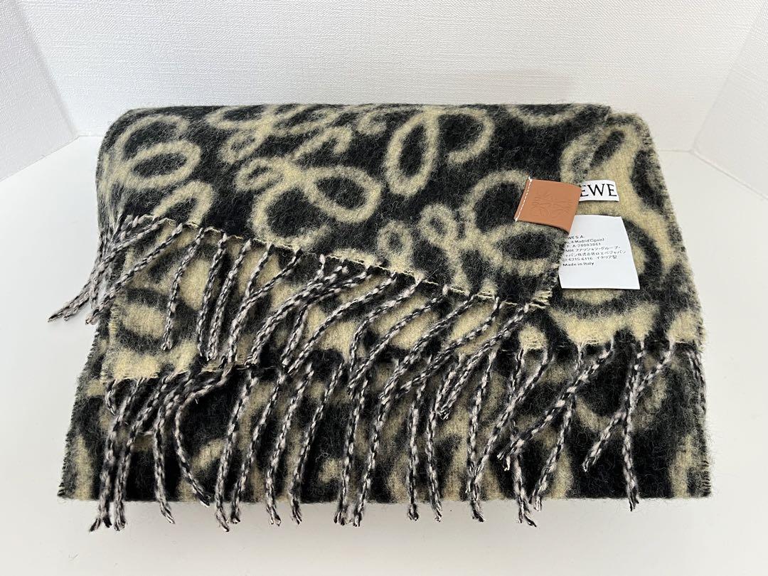 ロエベ　LOEWE ウール　マフラー　ブラック