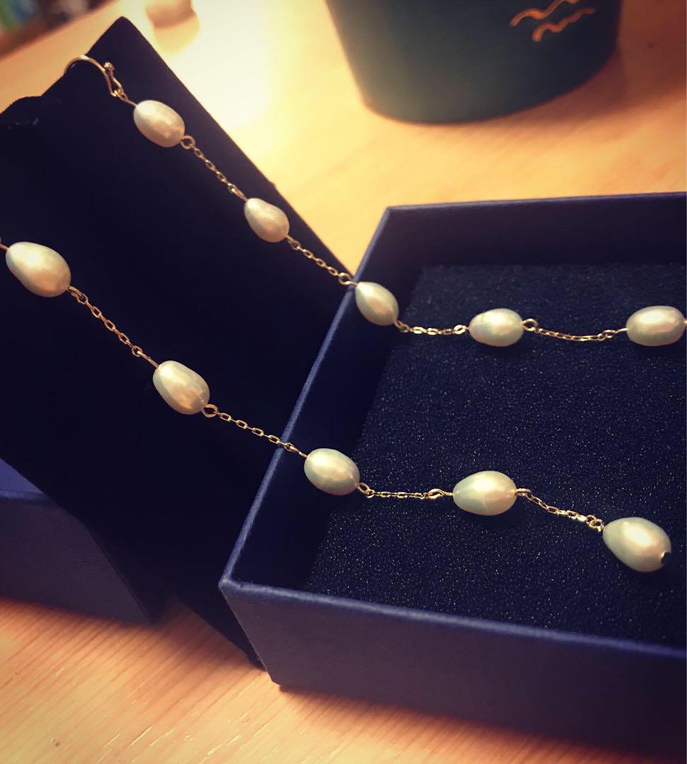 数量限定レア美品 淡水真珠パールネックレス 縦垂れ 多連 ゴールド14K ete