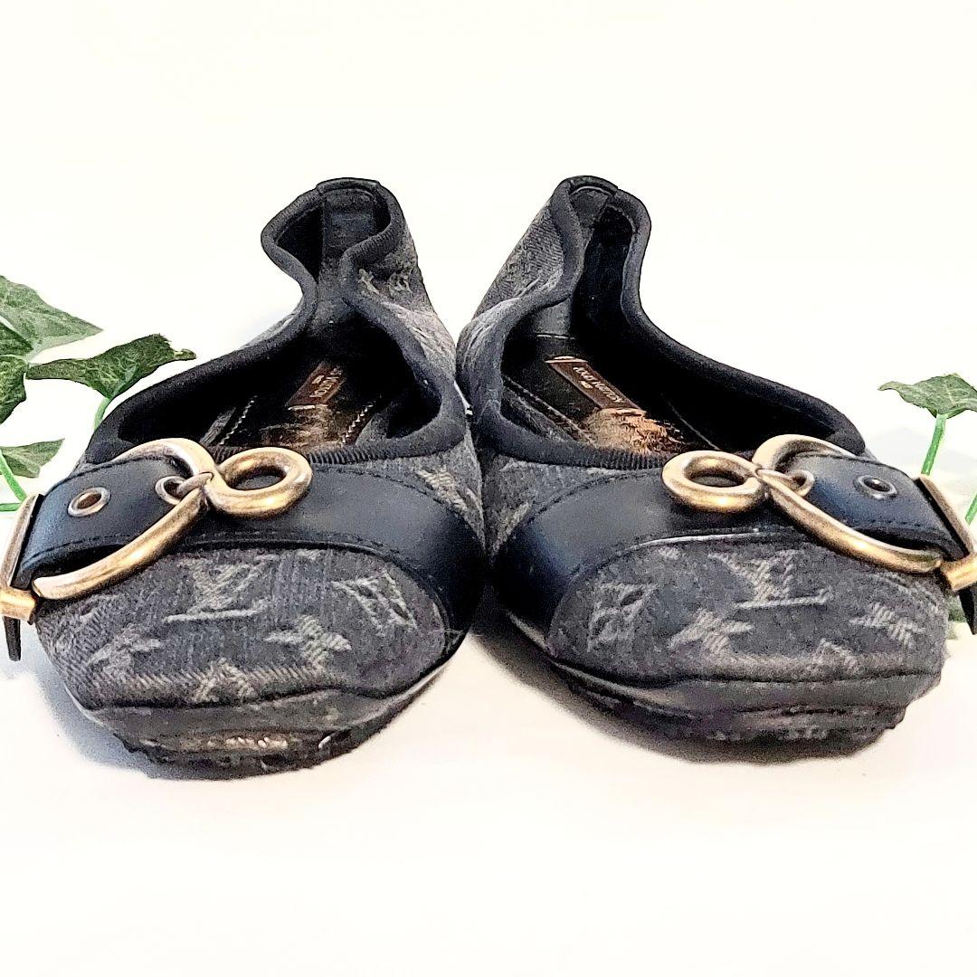 LOUIS VUITTON ルイヴィトン デニム フラットシューズ 約24