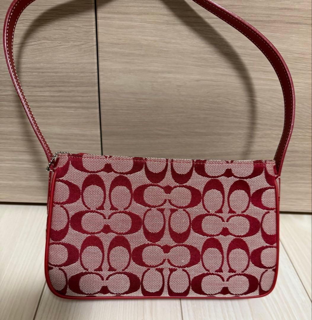 【美品】COACH Signature Accessory Pouch Red 【美品】COACH Signature Accessory Pouch Red