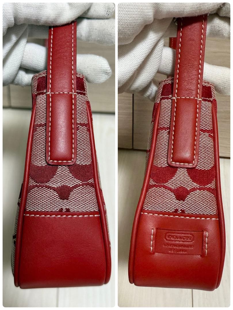 【美品】COACH Signature Accessory Pouch Red 【美品】COACH Signature Accessory Pouch Red