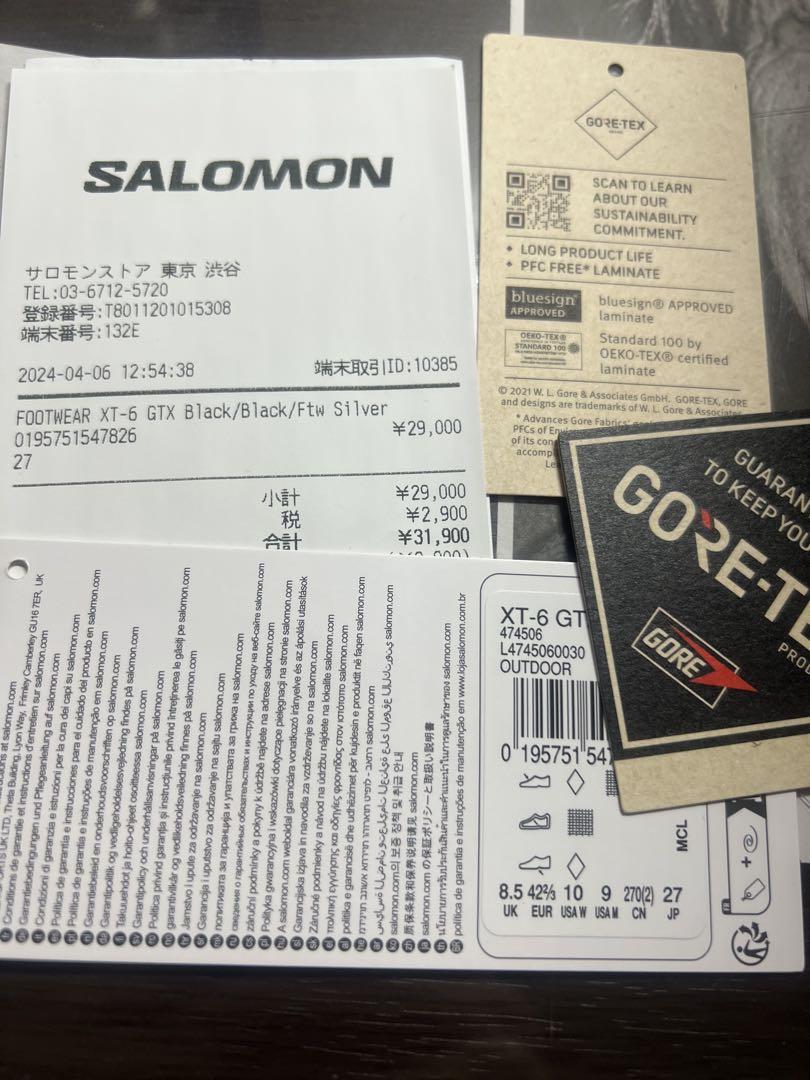靴 Salomon XT-6 GORE-TEX Black/Silver 27cm