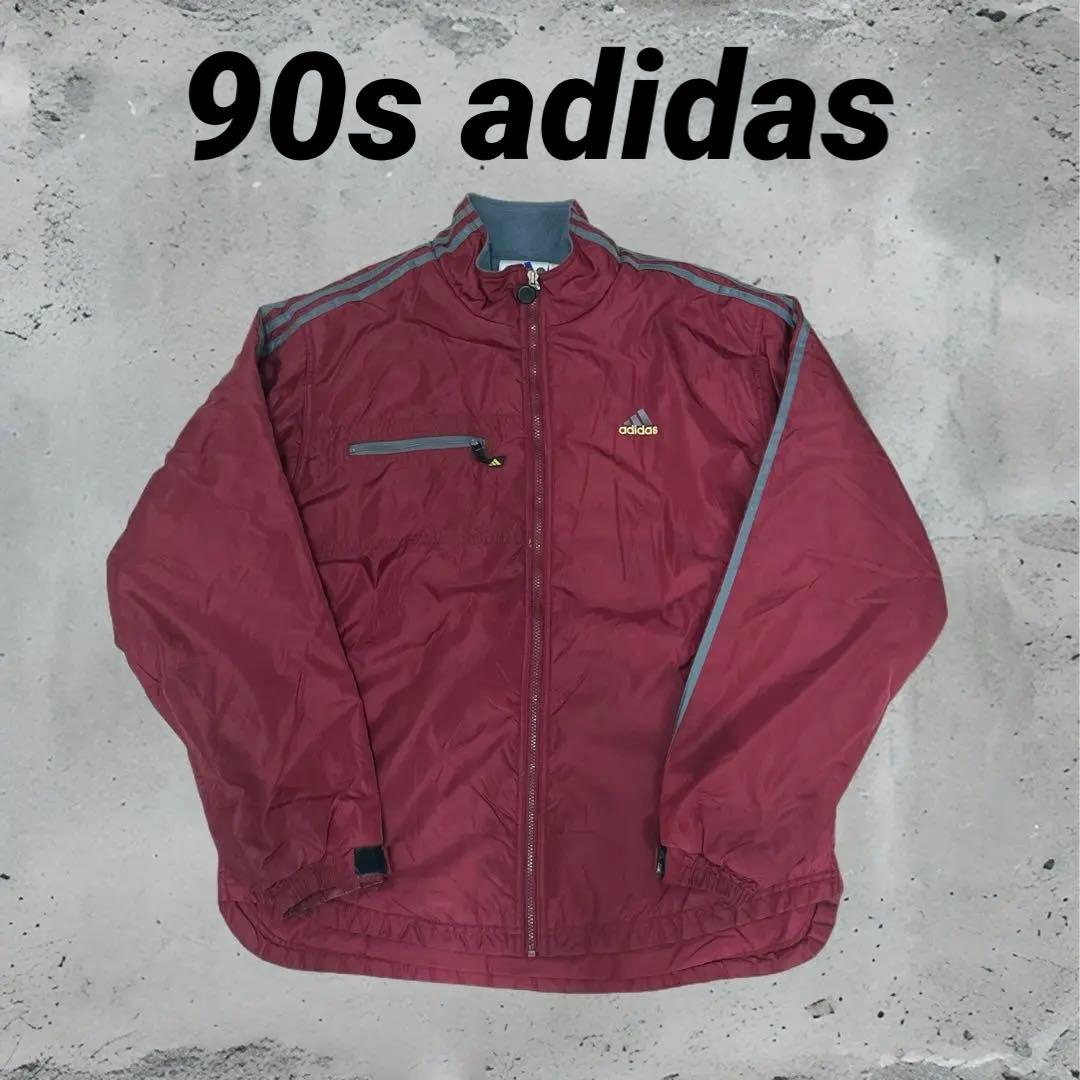 90s adidas レッド ナイロンジャケット LサイズL adidas