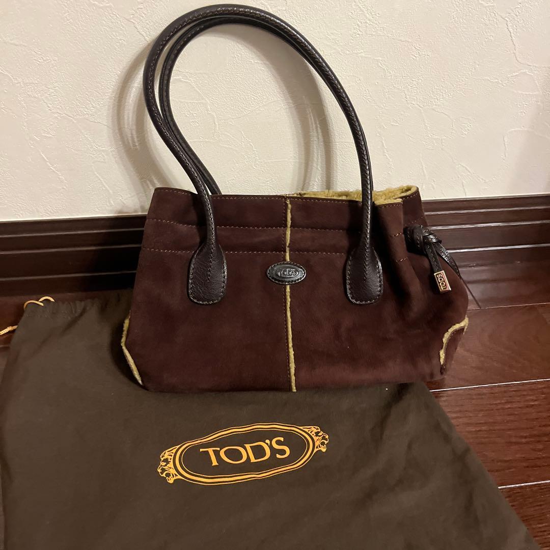 TOD'S ブラウン スエード ハンドバッグ