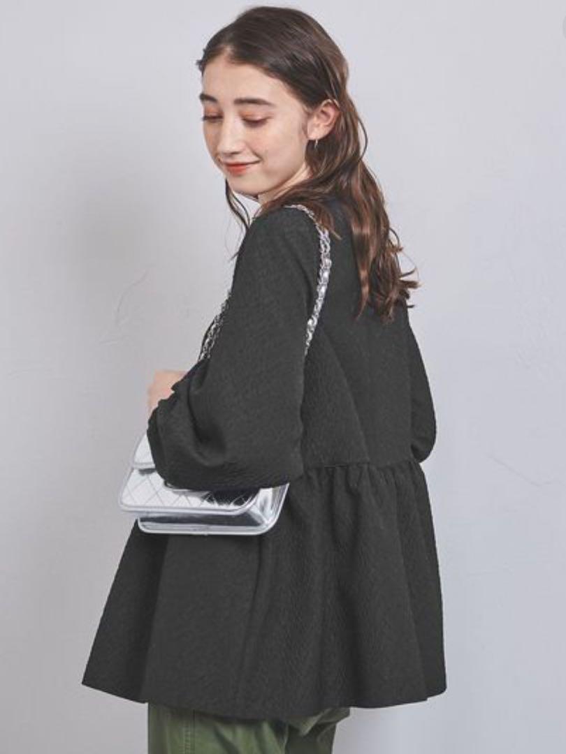 UNITED ARROWS エアリージャカード ペプラム 9SL ブラウス　黒