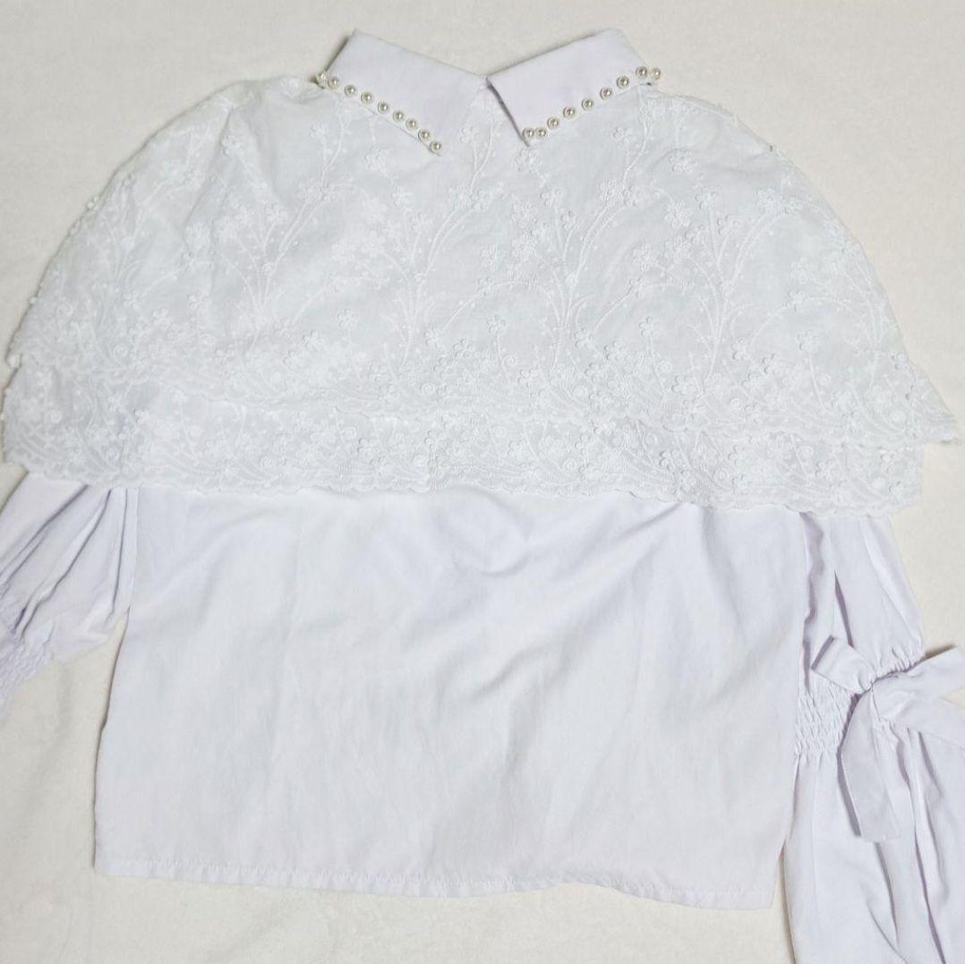 スワンキス decorative cape B/L ケープ ブラウス ホワイト スワンキス decorative cape B/L ケープ ブラウス ホワイト