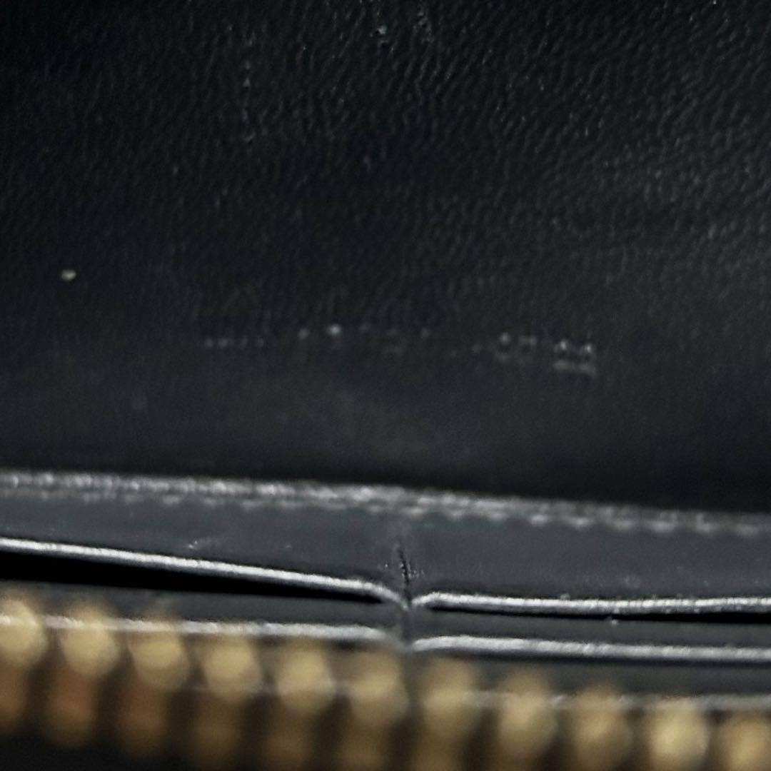 希少　イヴ・サンローラン　ysl クロコ　ラウンドジップ　長財布　ロゴ金具　黒