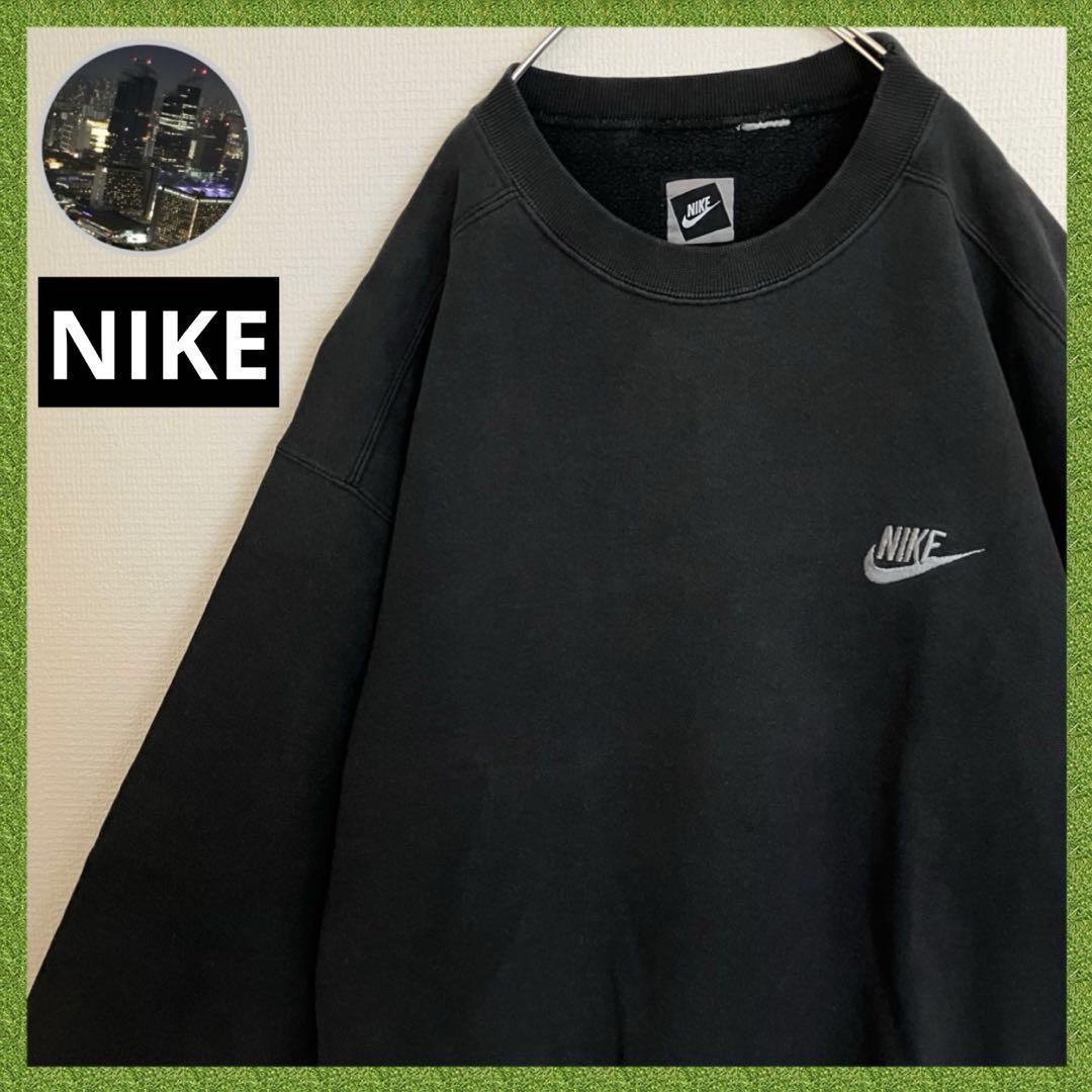 NIKEナイキ刺繍スウッシュワンポイントロゴプルオーバー袖太スウェットトレーナー