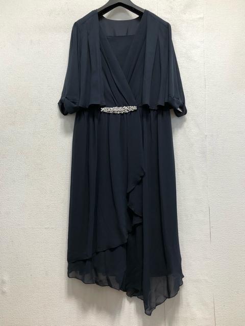 新品☆L紺系♪ボレロ＆ビジュー付ワンピドレス♪結婚式・フォーマル☆a702