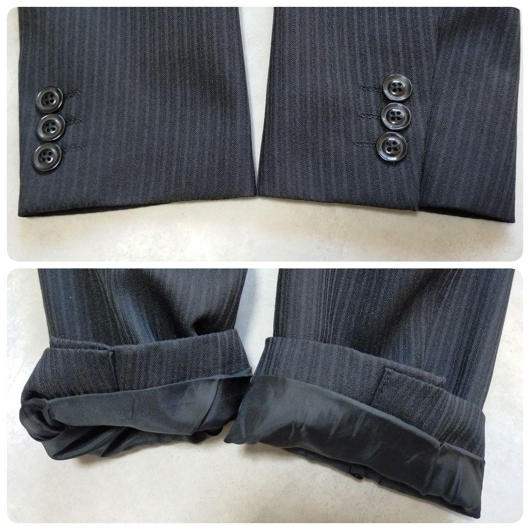 完品✨男子フォーマルスーツ　140 　セットアップ　黒×ブルー　式典　卒業　入学