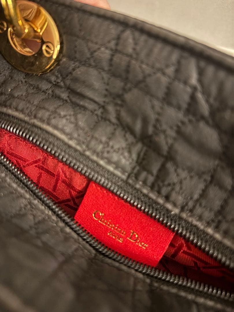 美品　クリスチャンディオール レディディオール カナージュ ハンドバッグ 黒