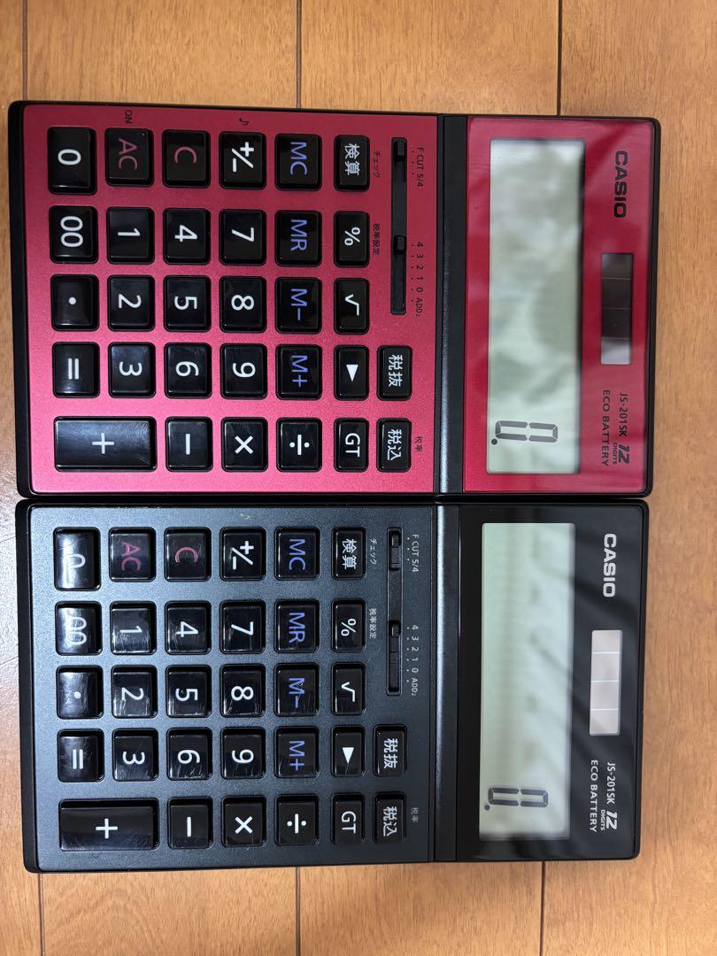 CASIO 電卓 JS-201SK bk-rd