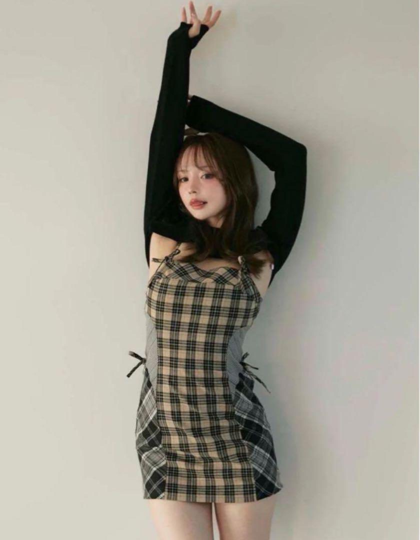 andmary Nadia check long dress beige