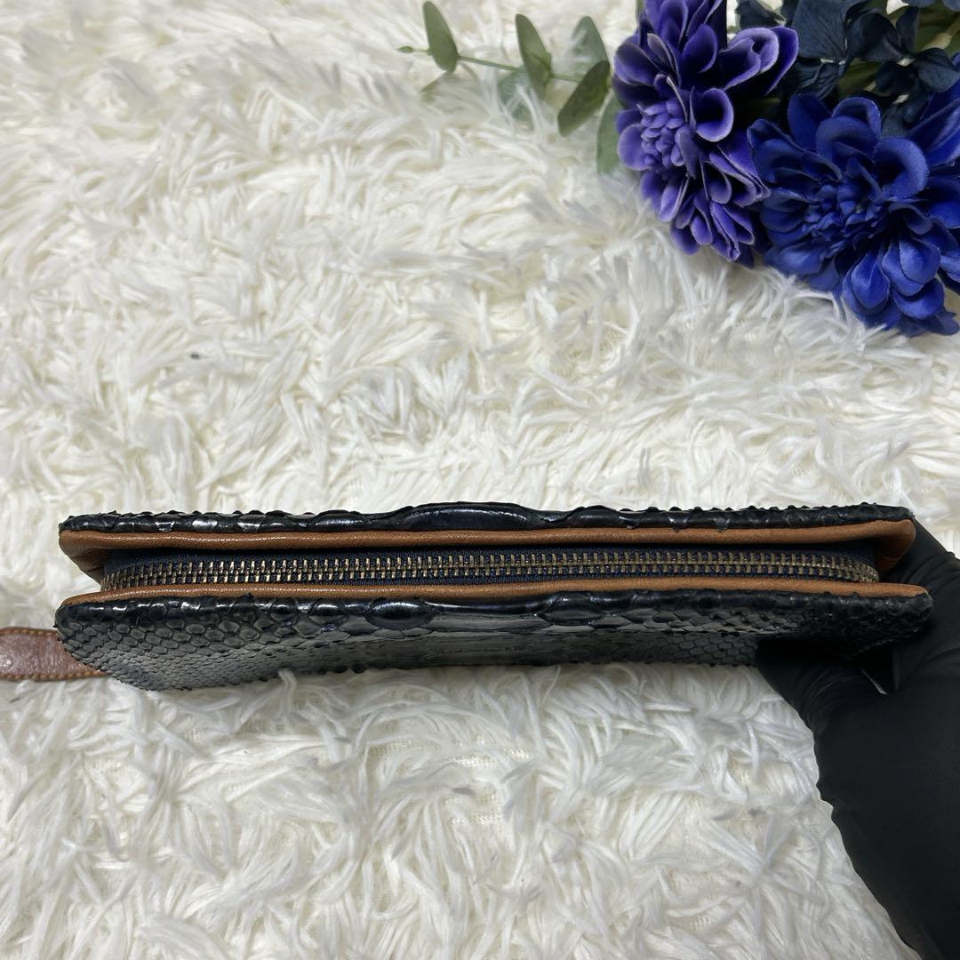 VIA DOAN アンティークパイソン 長財布 ファスナー ロング ウォレット