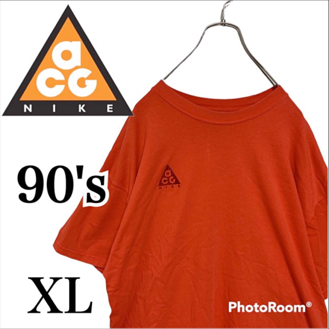 90's  NIKE ACG 肉厚　刺繍ロゴ　Tシャツ オレンジ　XL