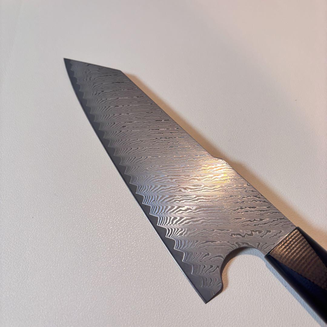 ダマスカスシェフナイフ AUS10 ダマスカス牛刀(切付型) 180mm