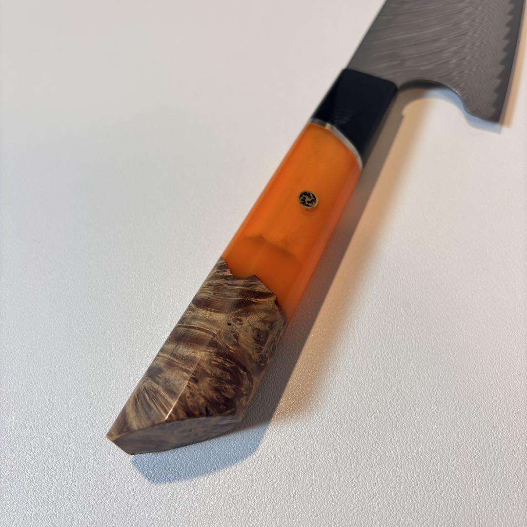 ダマスカスシェフナイフ AUS10 ダマスカス牛刀(切付型) 180mm