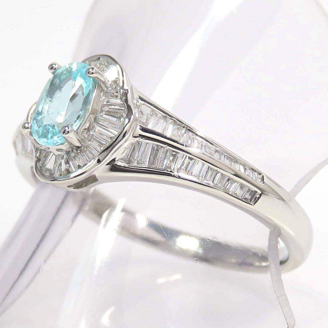 Pt950 パライバトルマリン0.487ct ダイヤモンド0.38ctリング
