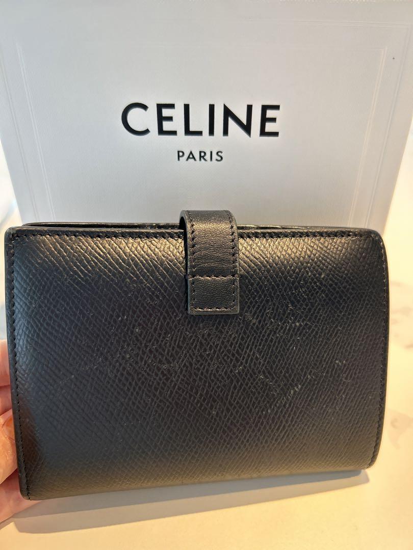 CELINE ブラックレザー 二つ折り財布