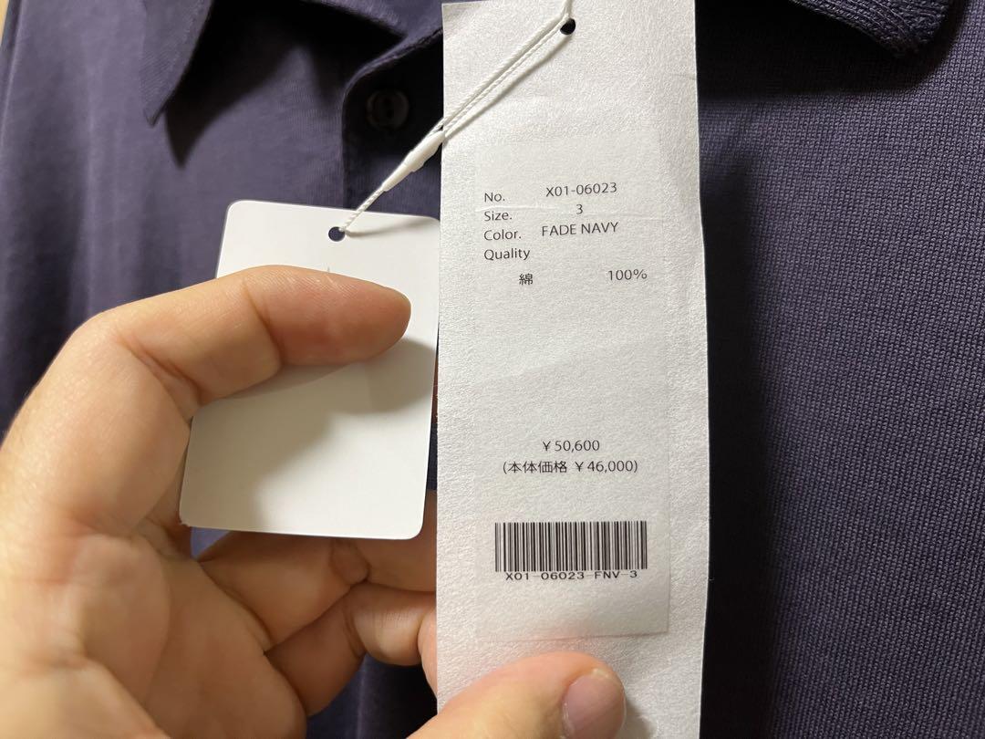 23SS COMOLI/ 18G長袖ニットポロ　サイズ3