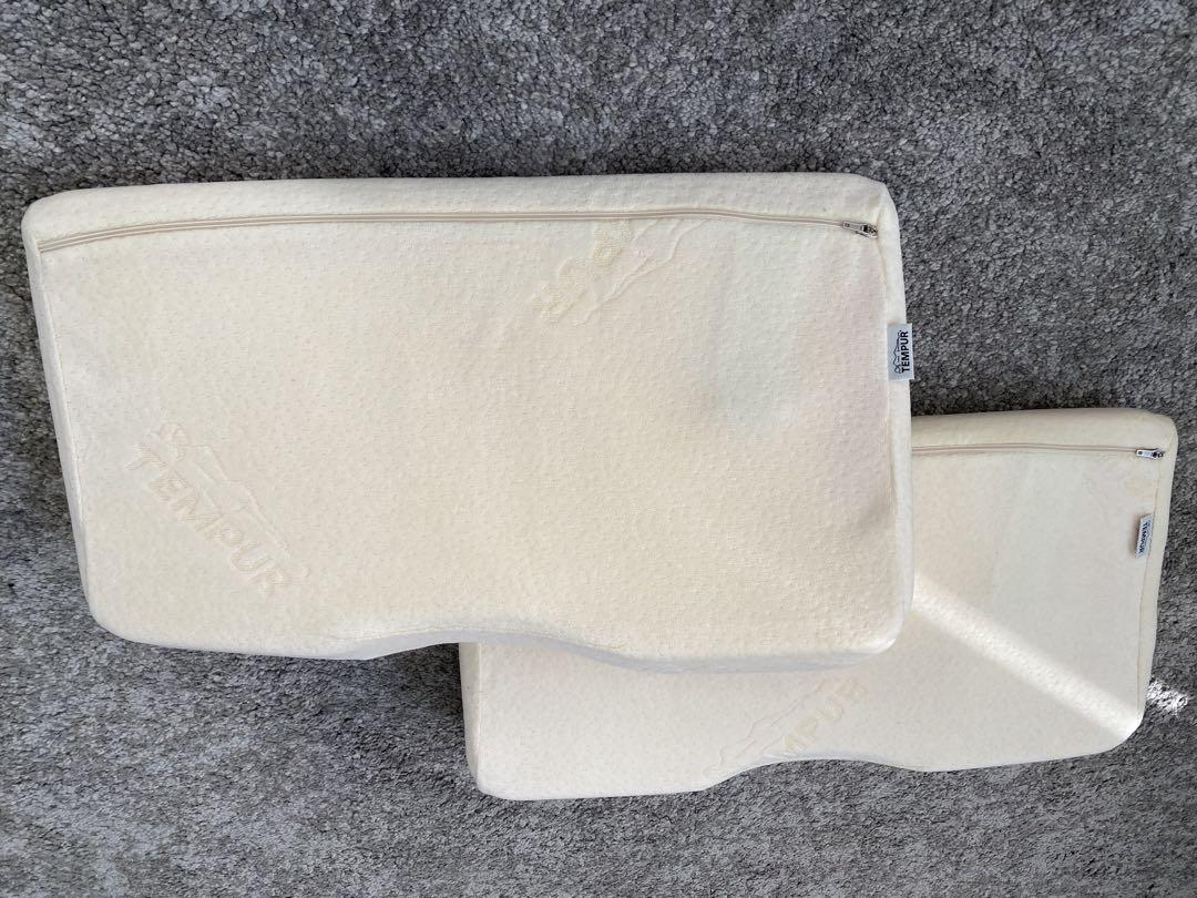 【新品・未使用】TEMPUR枕 Sサイズ2セット ＋ グレー専用カバー2つ付き