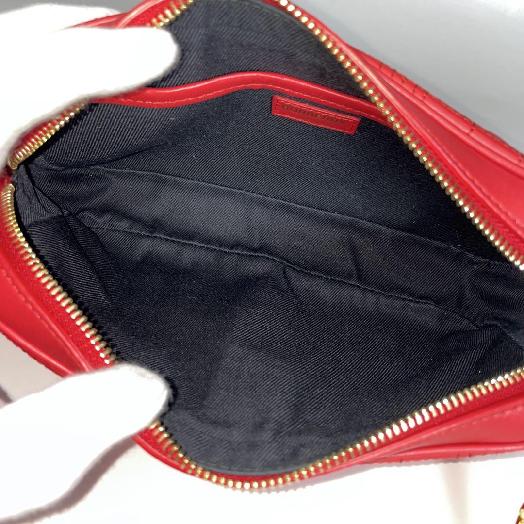 BURBERRY 美品 赤 ローラ チェーン ショルダーバッグ バーバリー