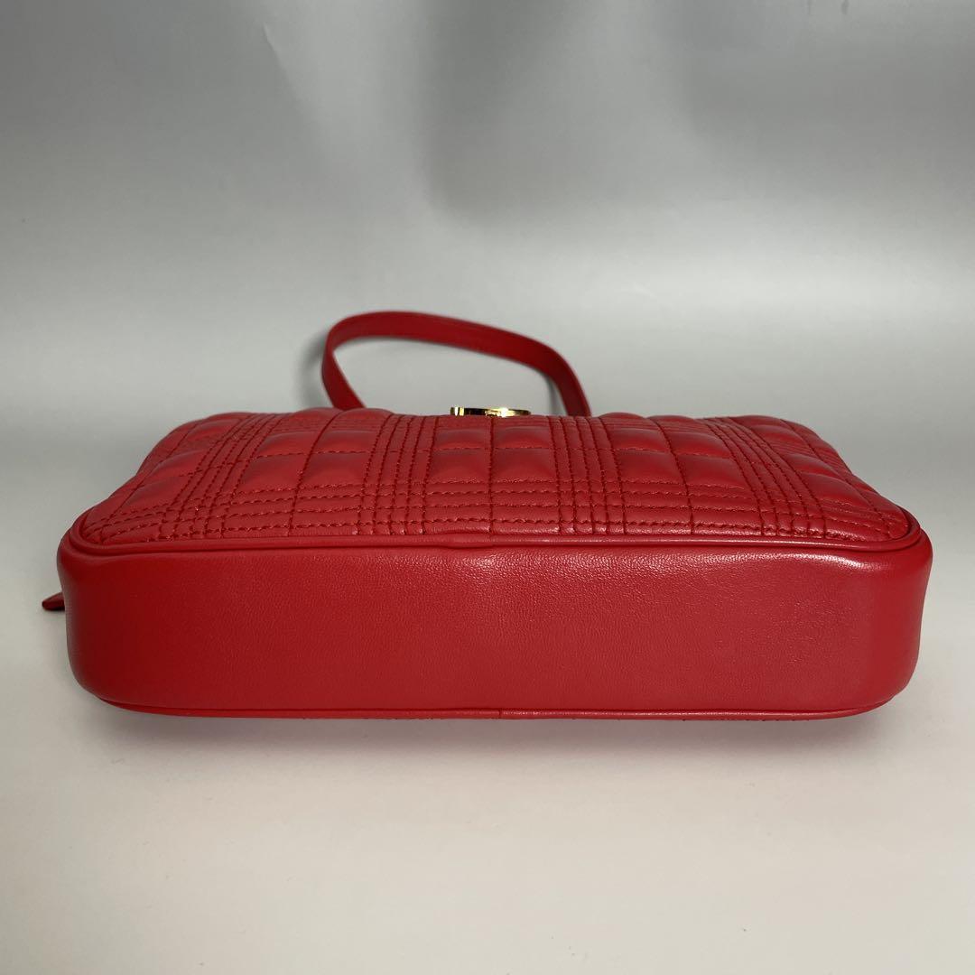 BURBERRY 美品 赤 ローラ チェーン ショルダーバッグ バーバリー