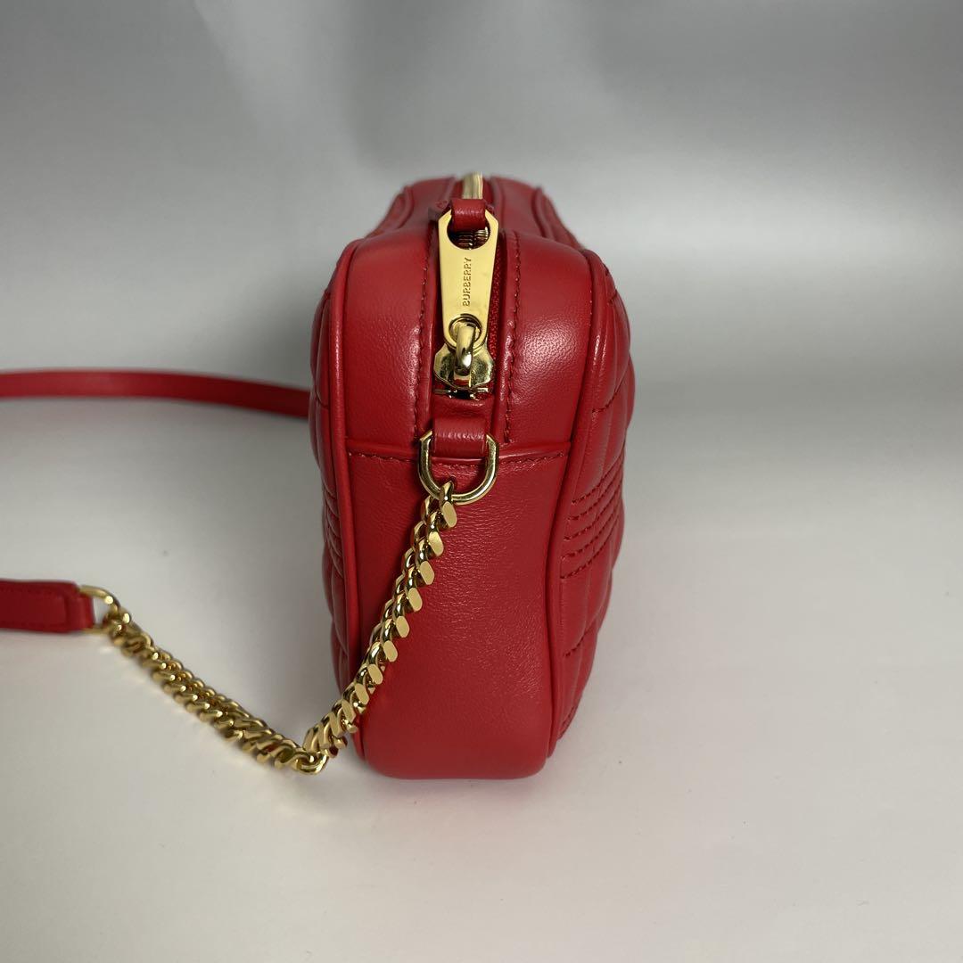 BURBERRY 美品 赤 ローラ チェーン ショルダーバッグ バーバリー