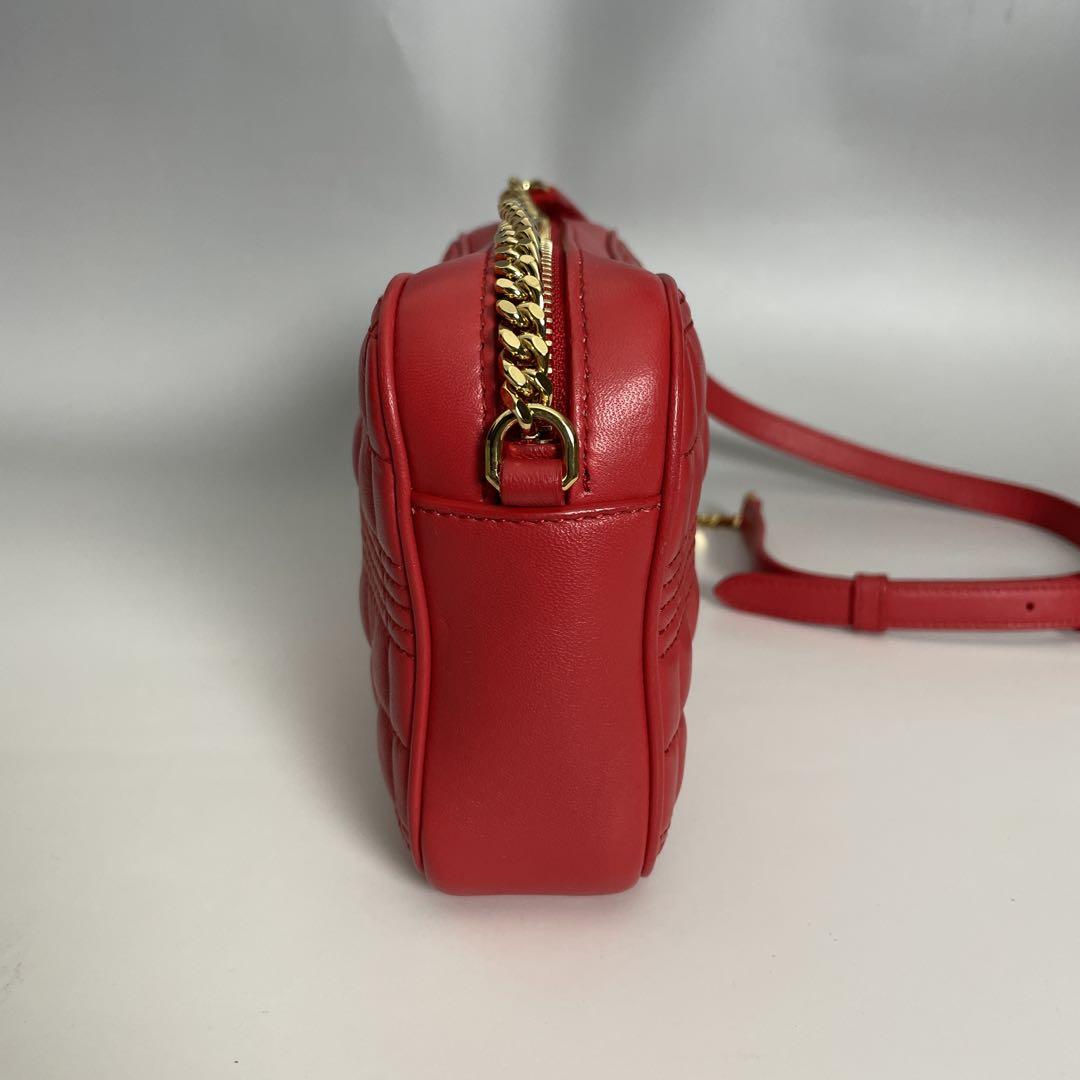 BURBERRY 美品 赤 ローラ チェーン ショルダーバッグ バーバリー