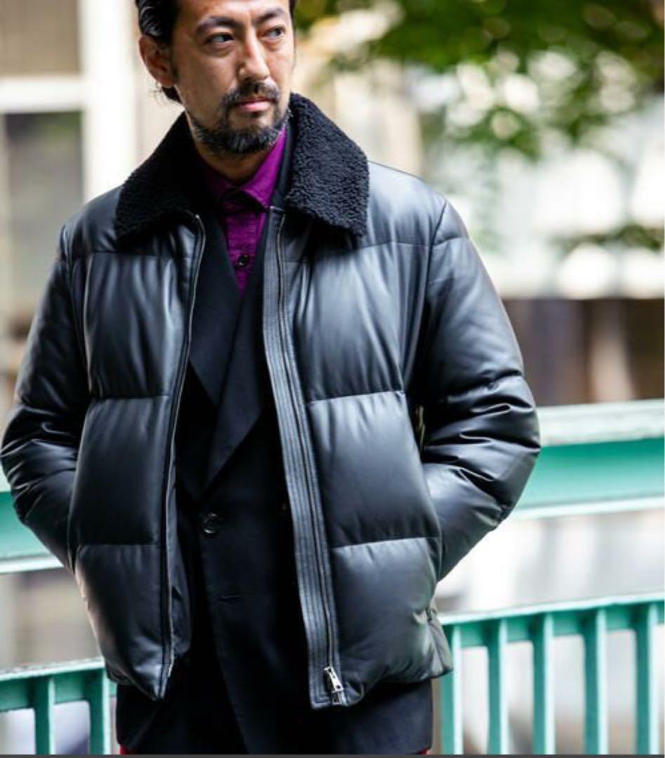 DENIM×TOMORROWLAND ラムレザー ダウンジャケット デニムS TOMORROWLAND