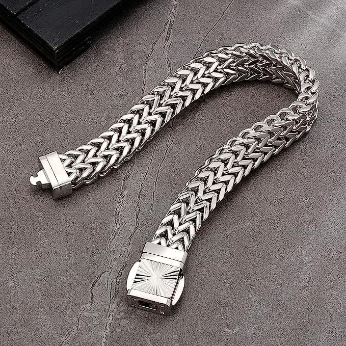 e135ブレスレット メンズ シルバー ブラック ゴールド チタンチェーン