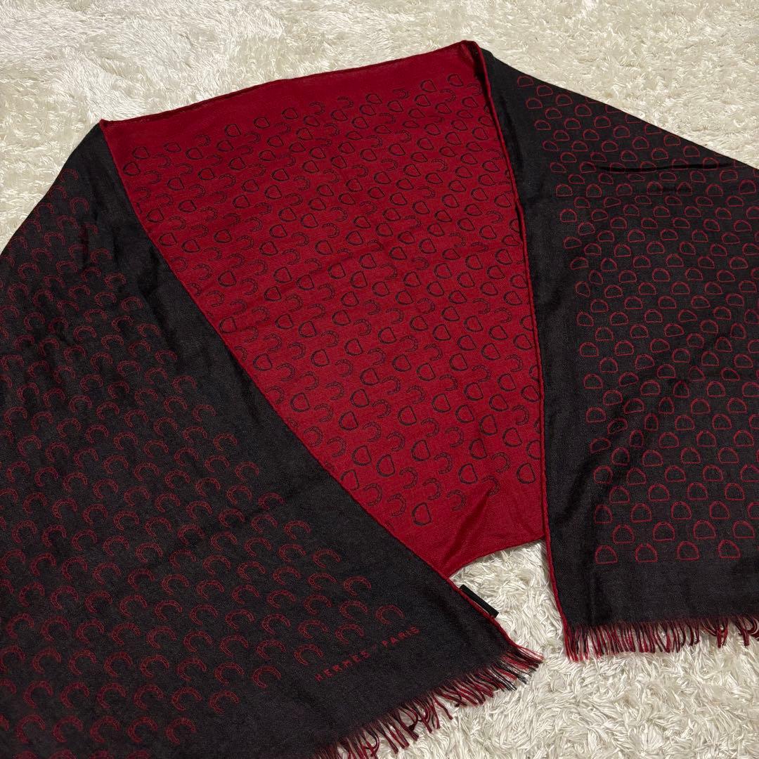 HERMES エルメス ホースシュー 総柄 リバーシブル ストール