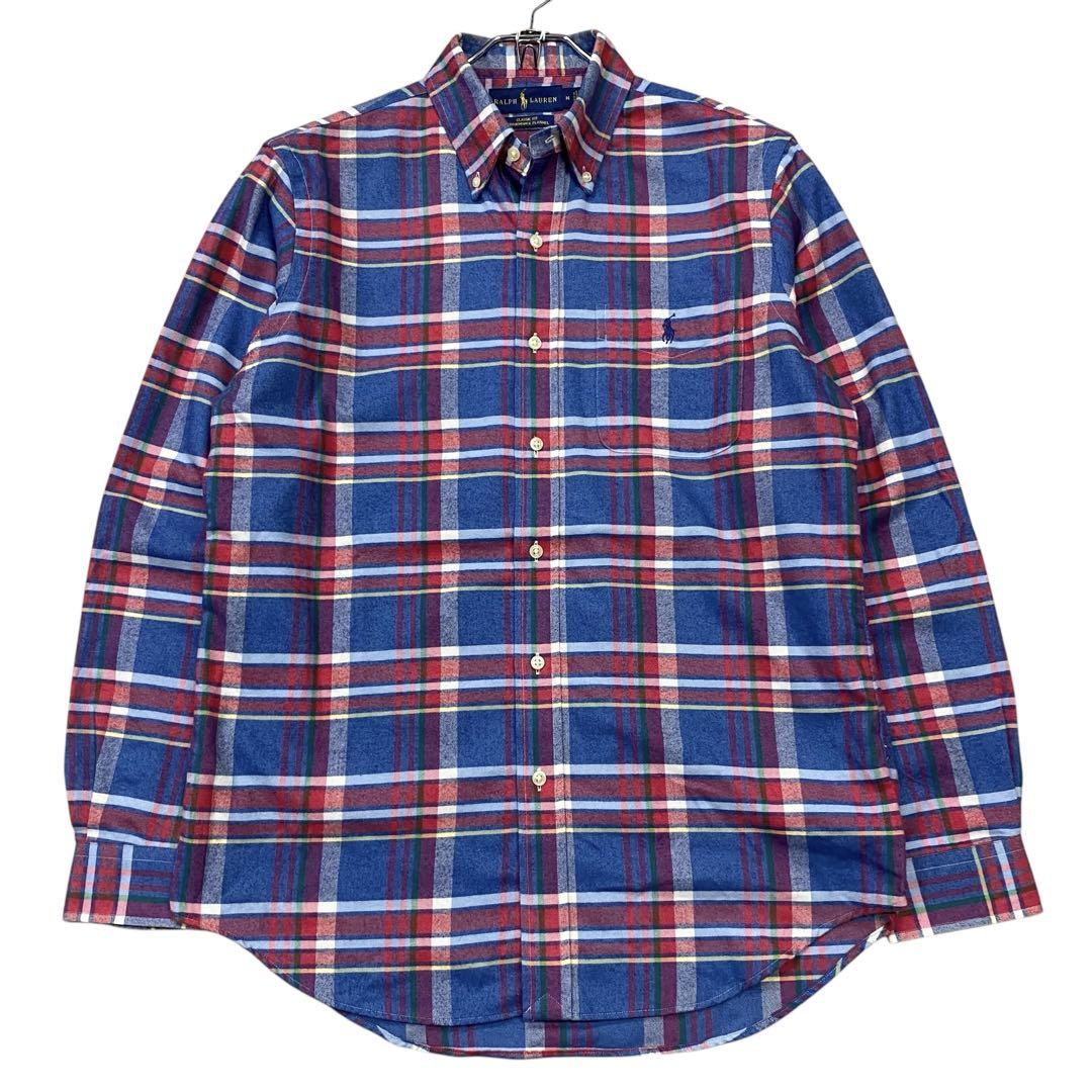 美品 Ralph Lauren ネルシャツ メンズM ブルー系