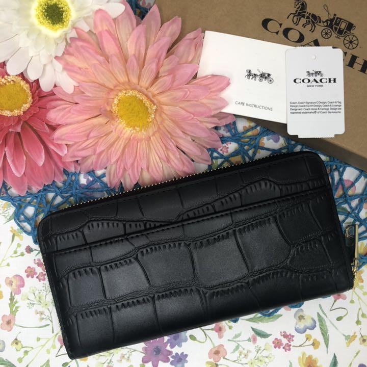 最安値安い COACH 長財布 クロコダイル わに ブラック 型押し 5N7aX-m45924670684 2023大人気