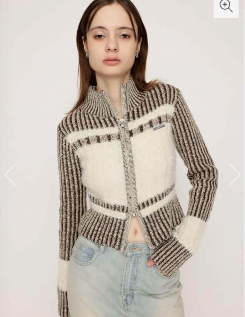 SHAGGY MIX ZIP UP KNIT トップス