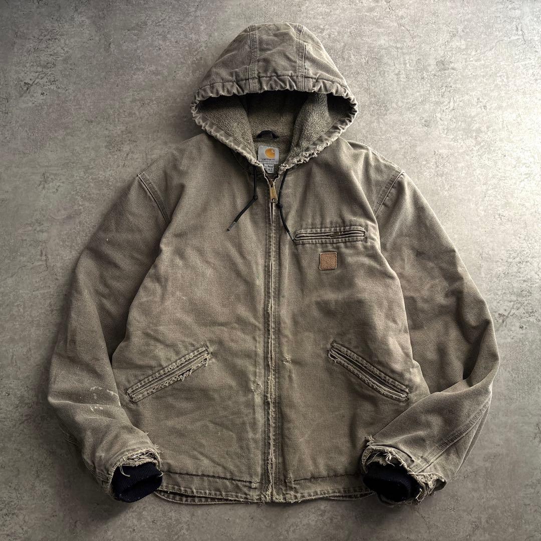 carhartt L シエラジャケット ダック 裏ボア フェード 襤褸 カーキL Carhartt