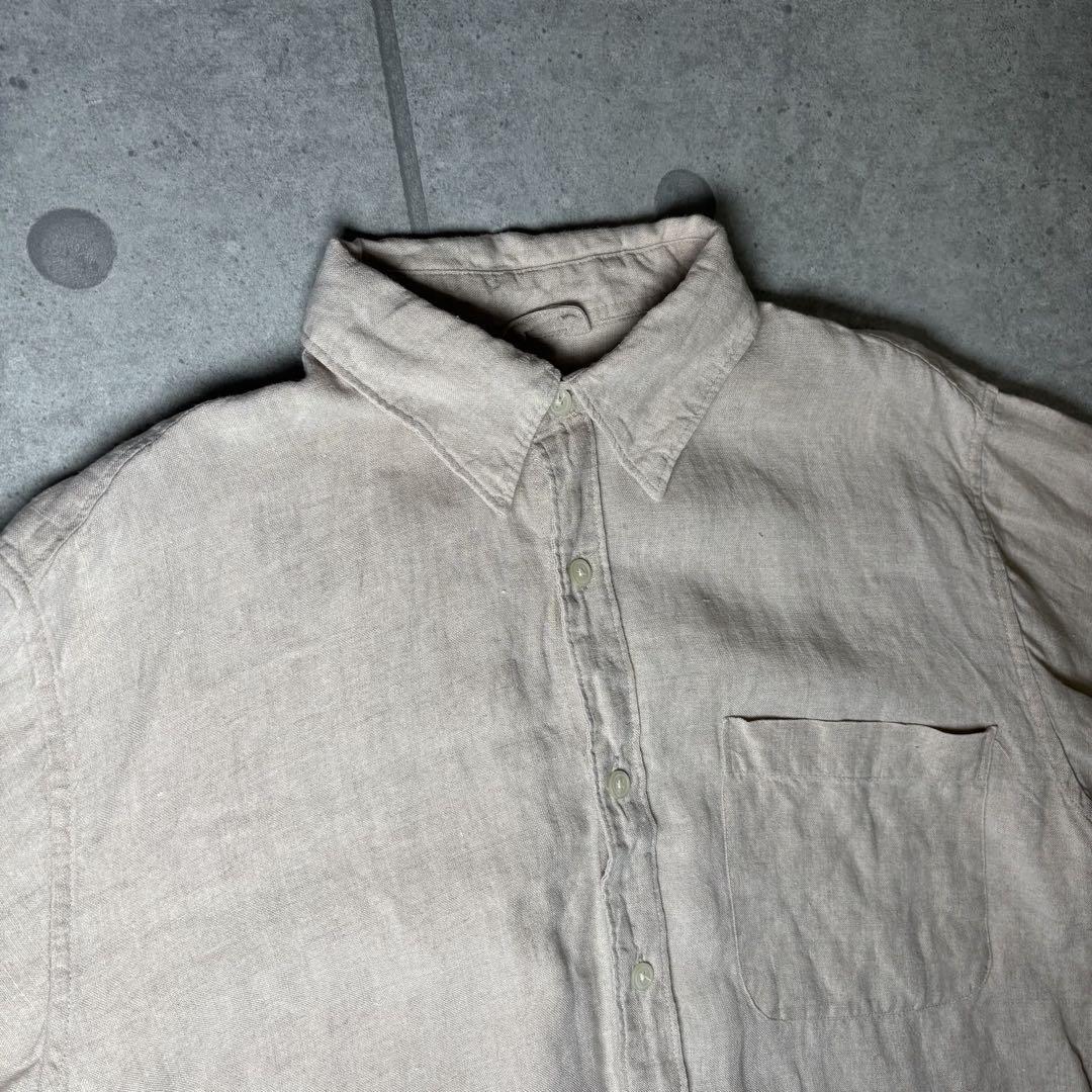 OLD GAP 長袖シャツ リネン100% 00s 春夏シャツ 無地 優れ物Ω