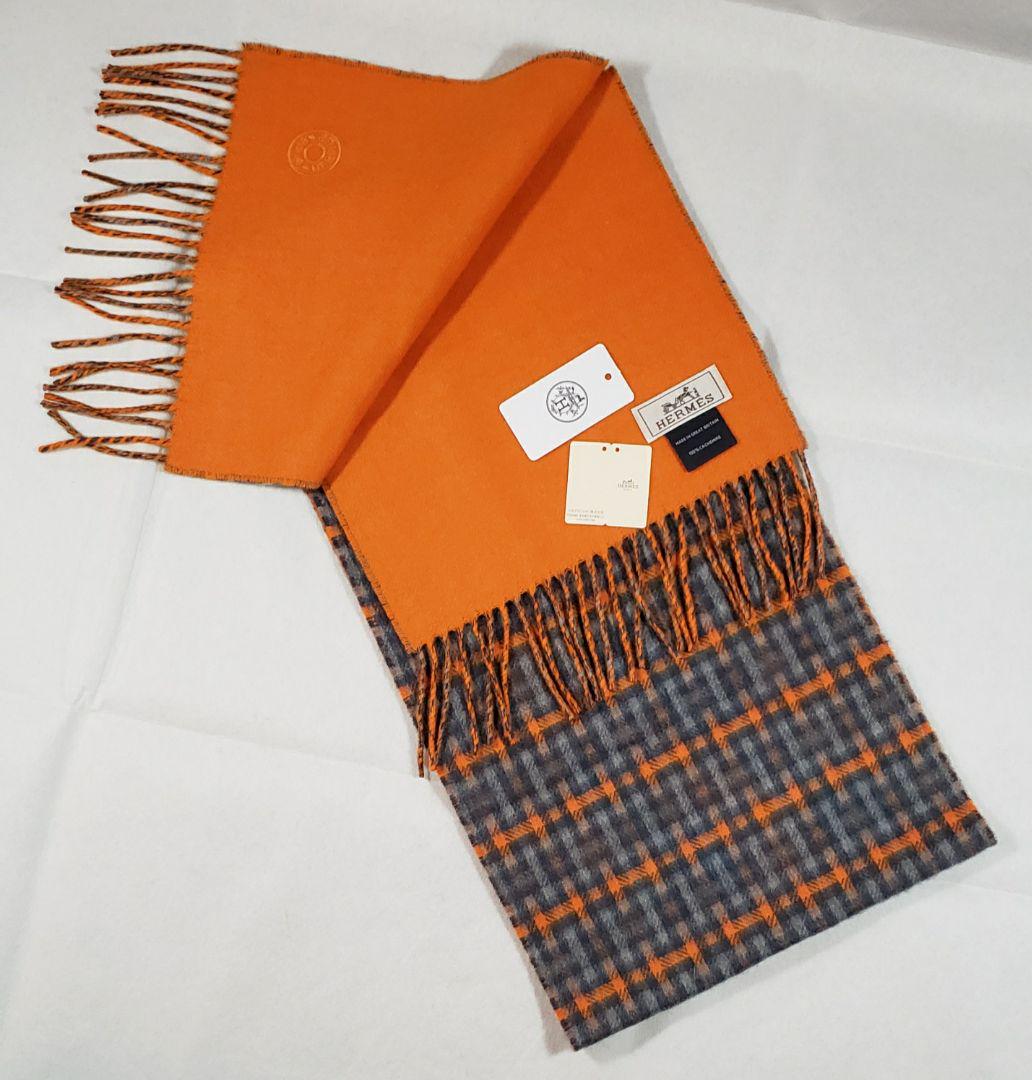 HERMES エルメス　マフラー　総柄　Hエコセ　カシミヤ HERMES エルメス マフラー 総柄 Hエコセ カシミヤ