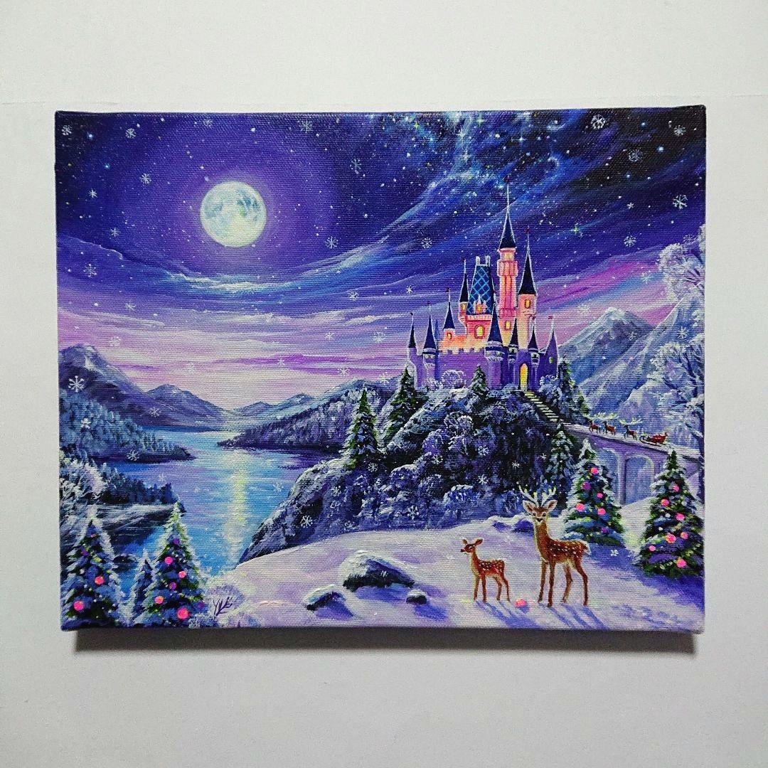 【Christmas⑥】アクリル画 F3 風景画 絵画
