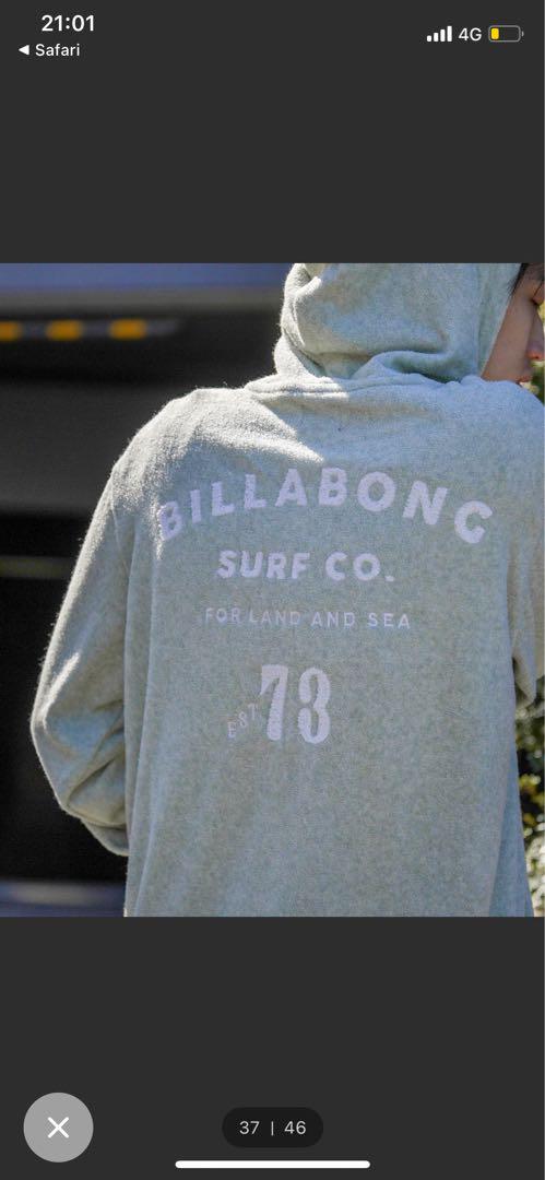 BILLABONG フード付きパーカー 73 ライトグリーン　パイル