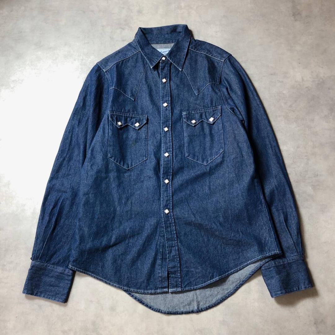 GQ2850◇ROCKMOUNT : USA製　ウエスタンシャツ◇L◇インディゴ
