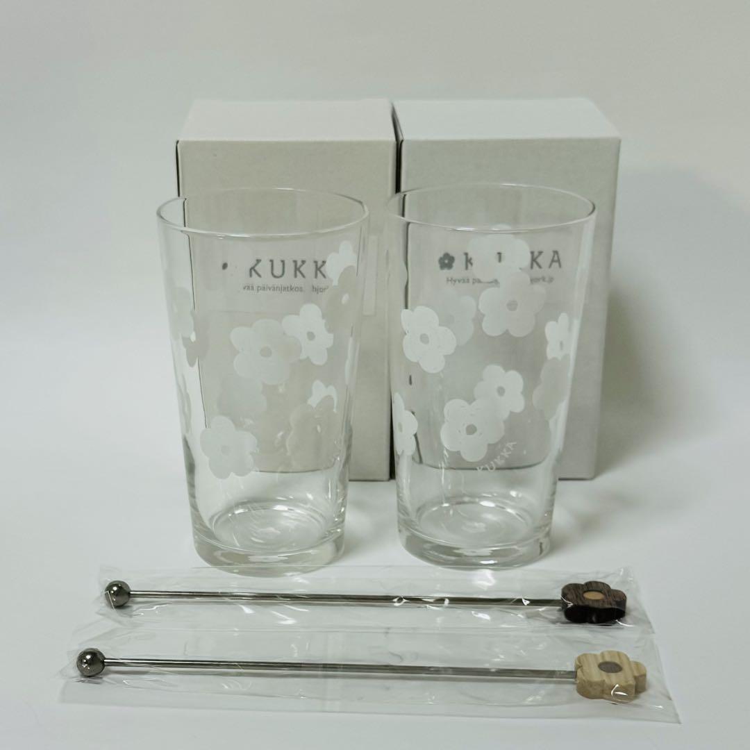 KURKKU 花柄ガラスコップ 2個セット