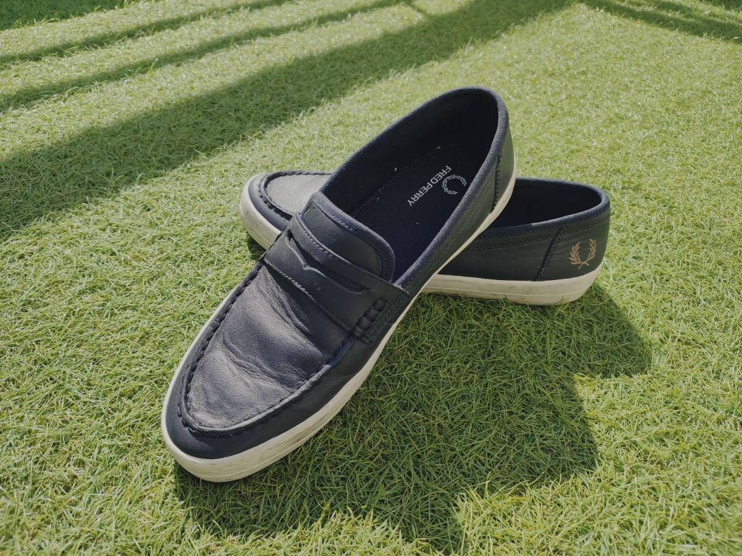 FRED PERRY 黒 レザー スニーカー 26cm - メルカリ