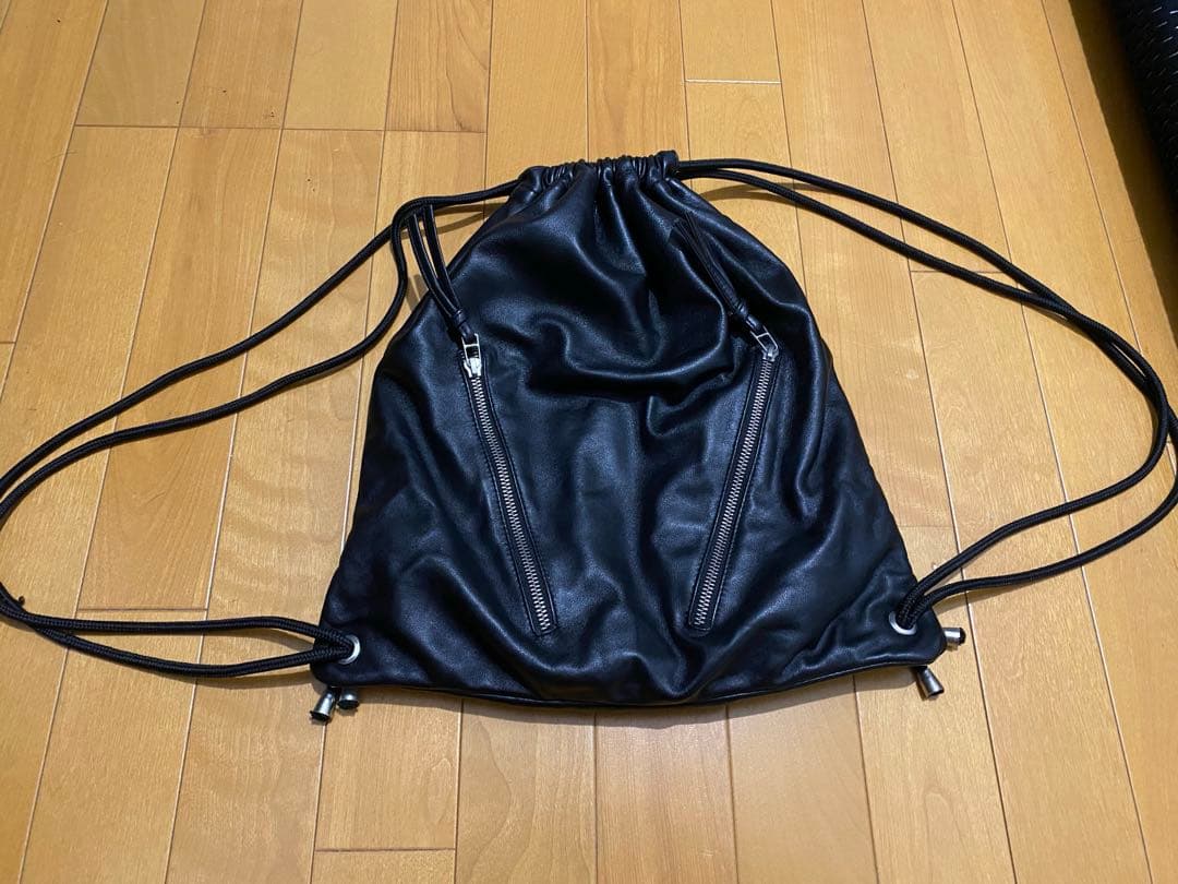 Lamb Skin Leather Market Knapsack BLACK
