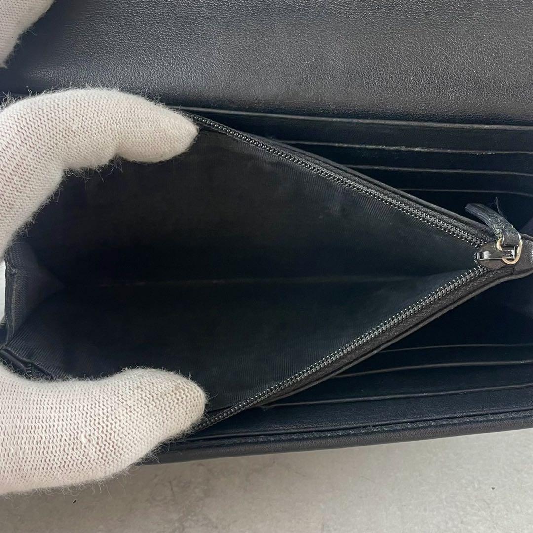 【美品】GUCCI 長財布 マイクロ GG シマ ゴールド金具 レザー ブラック