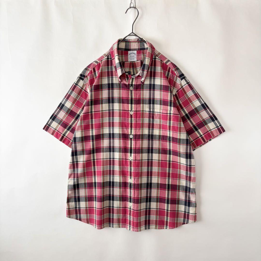 BROOKS BROTHERS インディアンマドラス ボタンダウン シャツ 半袖