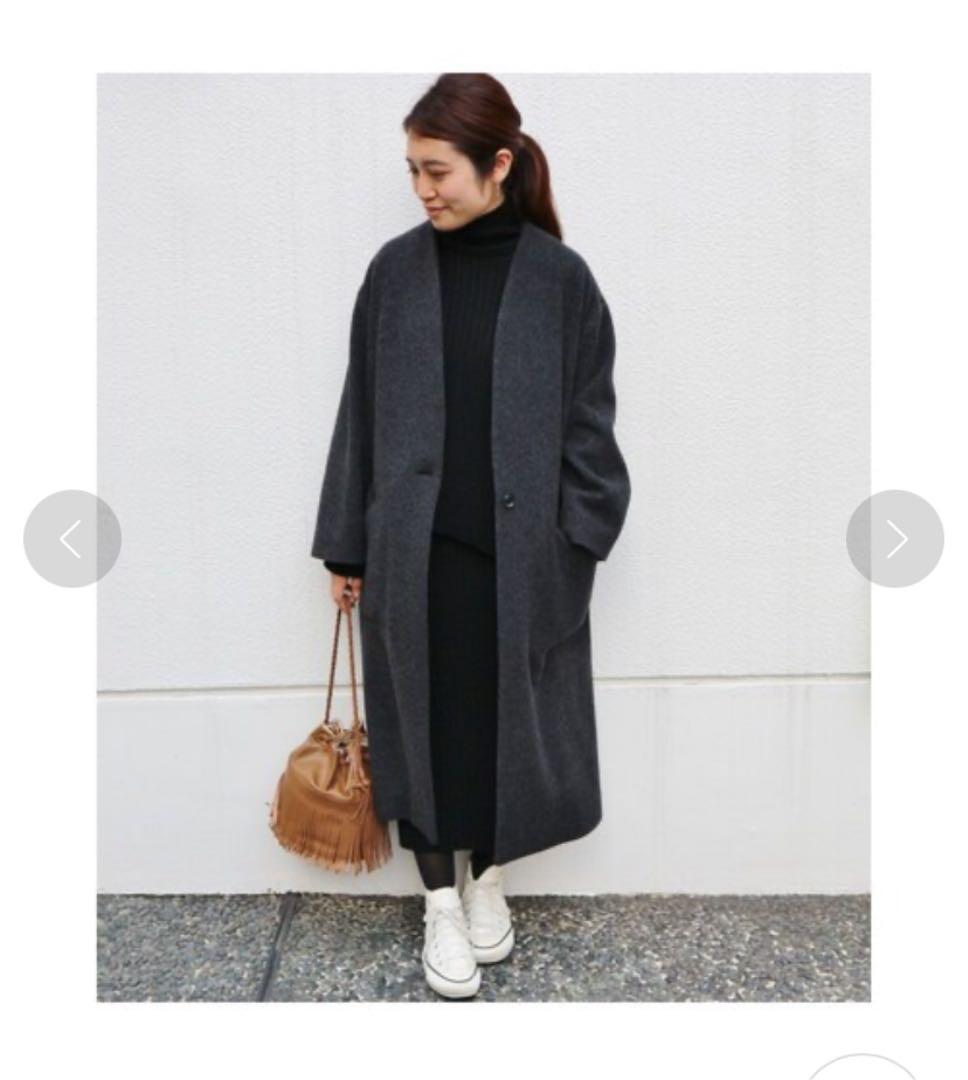 イエナIENA ウールモッサーノーカラーコート
