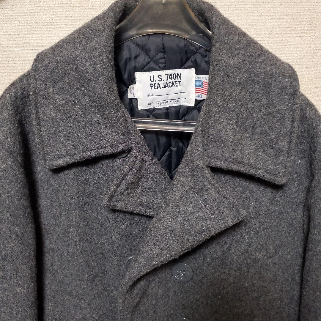 美品☆SCHOTT 740N PEA JACKET 40 グレー
